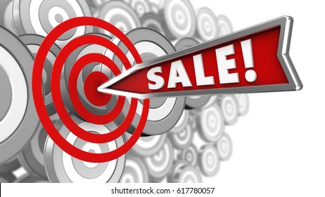 3d Illustration Sale Arrow Circles Target Stock Illustration 617780057 ...