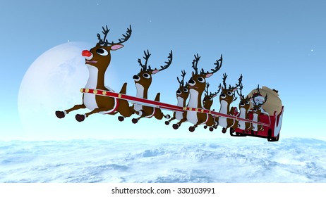 3d Illustration Santa Claus Sled Stock Illustration 330103991 ...