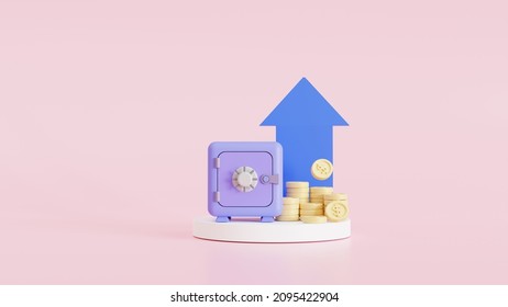 3d Illustration Saving Money, Income Increase, Financial Strategy, High Return On Investment, Budget Balance, Fundraising, Long Term Increment, Revenue Growth