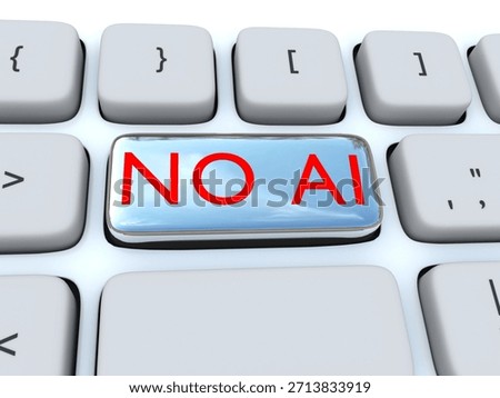 3D illustration of the script "NO AI" on a pc keyboard button.