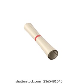 3D illustration of  Scroll Certificate  isolated on white background