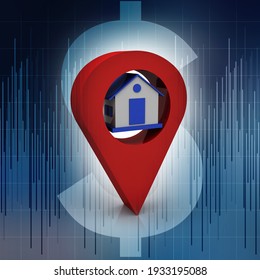 3d illustration Search for Property.a Map with Large Red GPS Pointer containing