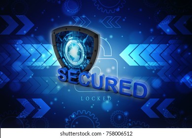 3d illustration Security concept - shield on digital code background