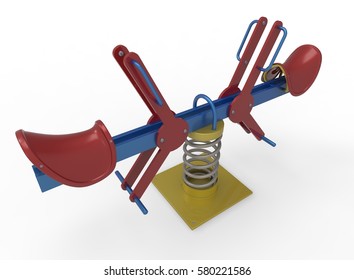 3d Illustration Of See Saw Swing. White Background Isolated. Icon For Game Web.