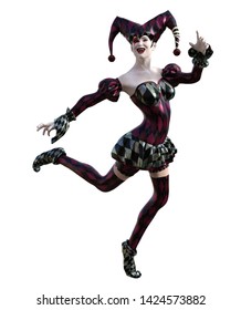 3D Illustration Of A Sexy Female Clown And Jester