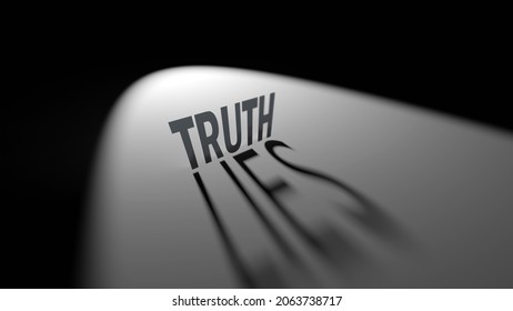 3D Illustration of shadowed words Truth and Lies