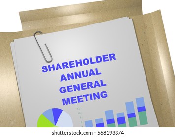 3D illustration of "SHAREHOLDER ANNUAL GENERAL MEETING " title on business document - Powered by Shutterstock