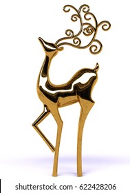 3d Illustration Of Shiny And Glossy Gold Reindeer 1