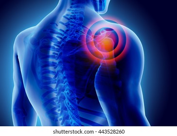 3D Illustration of shoulder painful, medical concept.