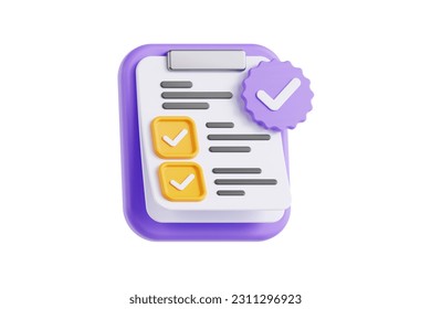 3D illustration showcasing a completed task symbol