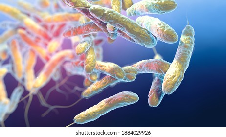 3D Illustration Showing Legionella Pneumophilia Bacteria In Water