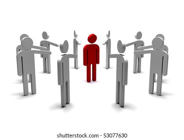 3d illustration showing a person being bullied