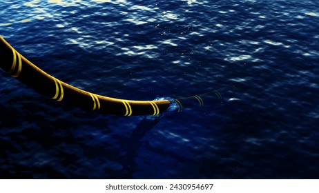 Ilustración 3D que muestra un cable de comunicaciones submarino