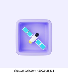 3d Illustration Of Simple Icon Satellite On Cube