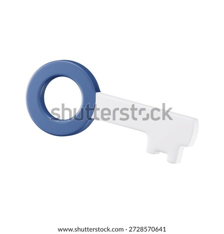 3D illustration of a simple key symbolizing secure access, authorization, and permission control in security systems