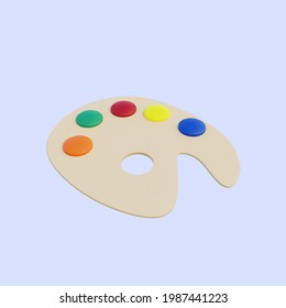 3d illustration simple object painting pallet