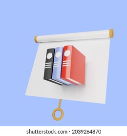3d illustration of simple object presentation board slightly tilted view with folder office