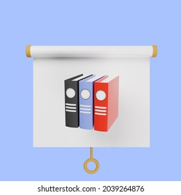 3d illustration of simple object presentation board front view with folder office