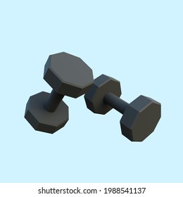 3d Illustration Simple Object Sport Dumbell