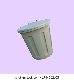 3d Illustration Simple Object Trash Bin