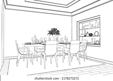 4,919 Dining room outline Images, Stock Photos & Vectors | Shutterstock