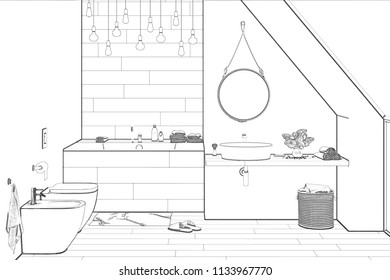 3d Illustration Modern Shower Room Spotlights Stock Illustration 700849717