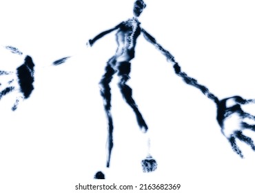 3d illustration of The Slender Man or Slenderman entering through your screen