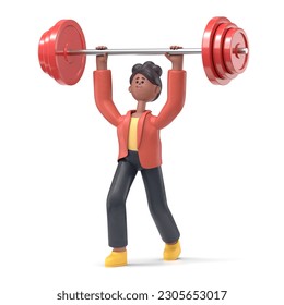 3D illustration of smiling african american woman Coco lifting weights.3D rendering on white background.
 - Powered by Shutterstock