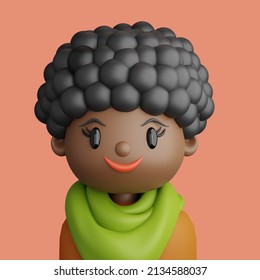 3D illustration of smiling black woman. Cartoon close up portrait of standing black woman on a peach. background. 3D Avatar for ui ux. - Powered by Shutterstock