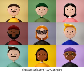 3D Illustration Of Smiling Happy Young People. Avatar
