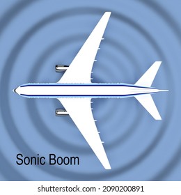 3D Illustration Of Sonic Boom Pattern Under An Airplane.
 