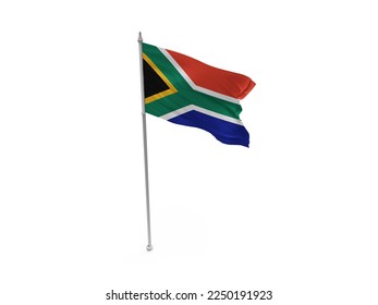 3d illustration of South Africaflag White Background. South Africaon pole for Independence day, politics, economy, election. - Powered by Shutterstock