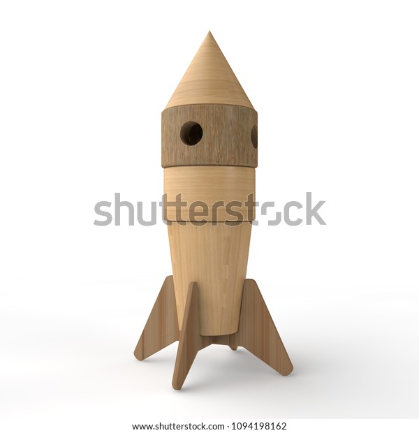 wooden space rocket toy