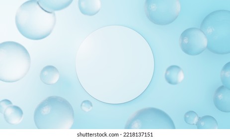 3D Illustration.
A Space With Several Abstract Objects Like Water. A Pedestal Of White Columns. Overhead View. Colorless Water (zoom In).