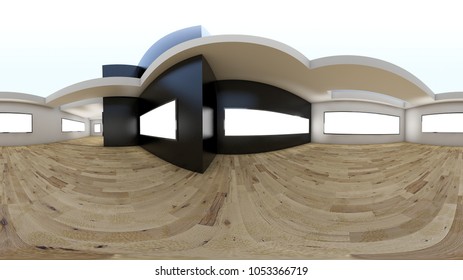 3d illustration spherical 360 vr degrees, a seamless panorama of the room and interior design (3D rendering)