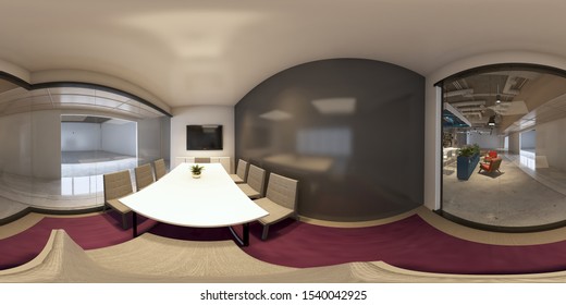 3d Illustration Spherical 360 Vr Degrees, A Seamless Panorama Of The Room And Interior Design (3D Rendering)