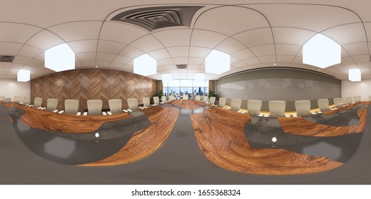 3d illustration spherical 360 vr degrees, a seamless panorama of the room and interior design (3D rendering)