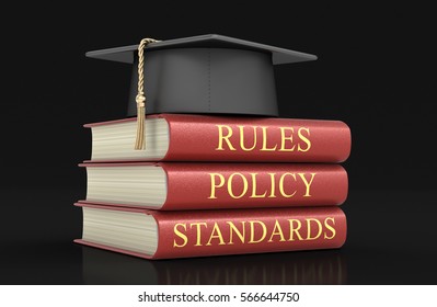 3D Illustration. Stack of compliance and rules books. Image with clipping path 