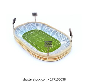 3d Illustration Of Stadium With Soccer Field With The Light Stands Isolated On White