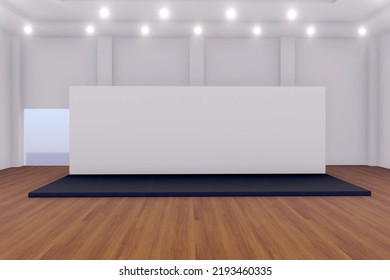 3d Illustration Stage Backdrop Blank Space Logo Company In Venue Ballroom For Event Exhibition.