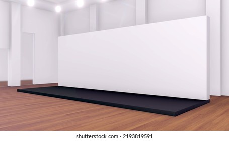 3d Illustration Stage Backdrop Blank Space Logo Company In Venue Ballroom For Event Exhibition.