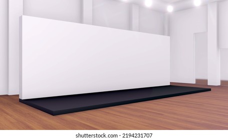 3d Illustration Stage Backdrop Blank Space Logo Company In Venue Ballroom For Event Exhibition.