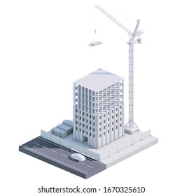 3d Illustration Of The Stages Of Building Construction. Part 1