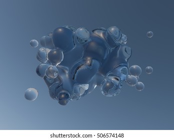 3d Illustration State Of Water In Zero Gravity. 3D Rendering.