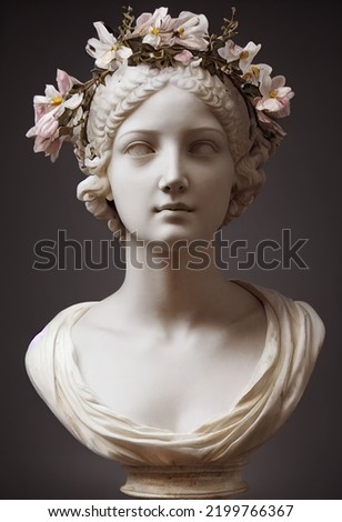 3d Illustration of a statue of Aphrodite with a wreath of flowers. Plaster bust of a young beautiful girl. ストックフォト © 