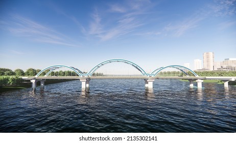 3d Illustration Of Steel Arch Bridge