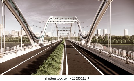 3d Illustration Of Steel Arch Bridge