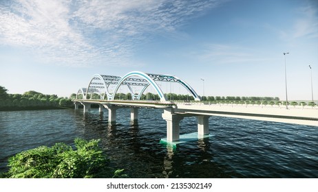 3d Illustration Of Steel Arch Bridge