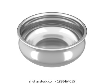 3D Illustration Steel Bowl Isolated