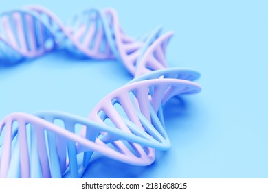 3d Illustration Of A Stereo Strip Of Different Colors. Geometric Stripes Similar To Waves. Simplified Blue    Dna Line On White Isolated Background